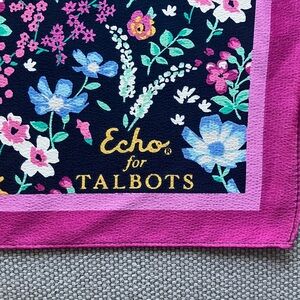 Echo for Talbots floral 26” square  scarf NWT MSRP $59.50 polyester .. so soft